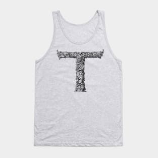 Vintage Initial Letter Lettering Alphabet T Tank Top